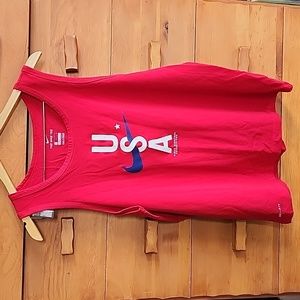 Nike: Mens Round Neck Sleeveless USA Tank Top, Gym Red, Medium